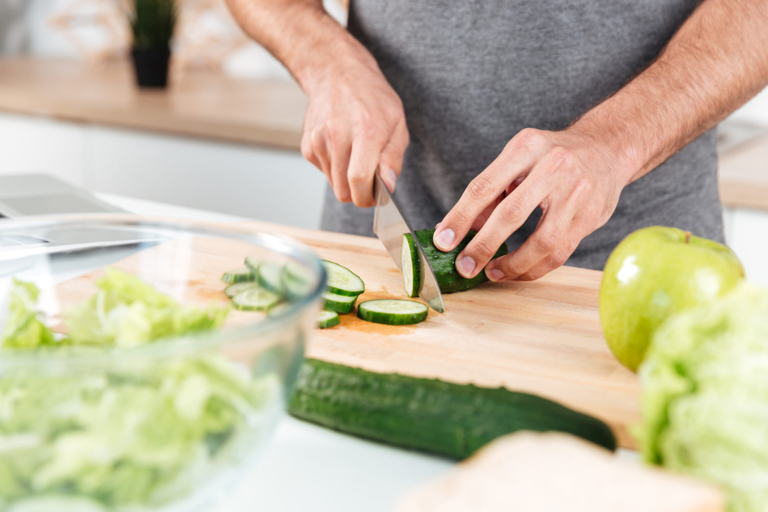 cutting up veggies