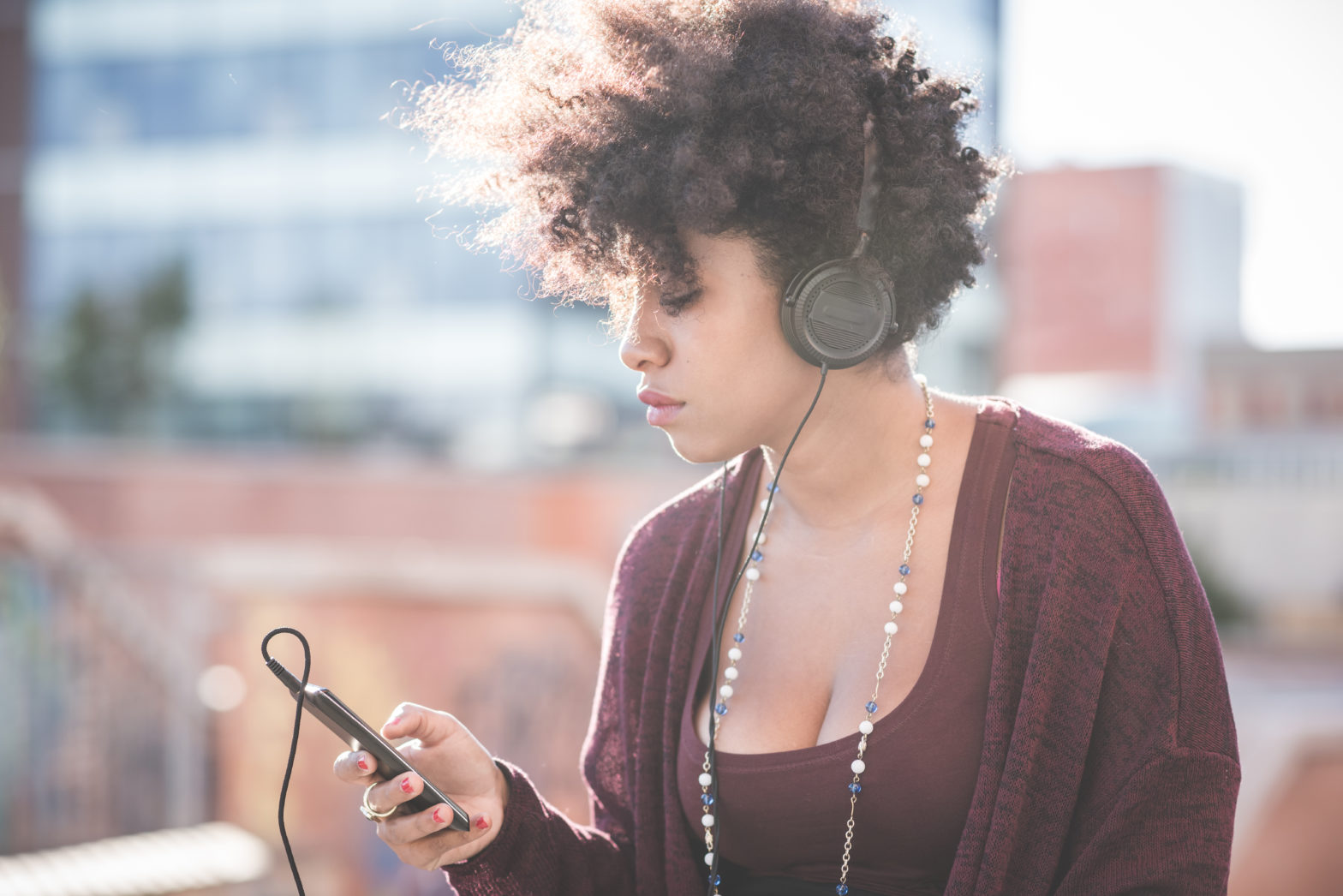 woman listening to music