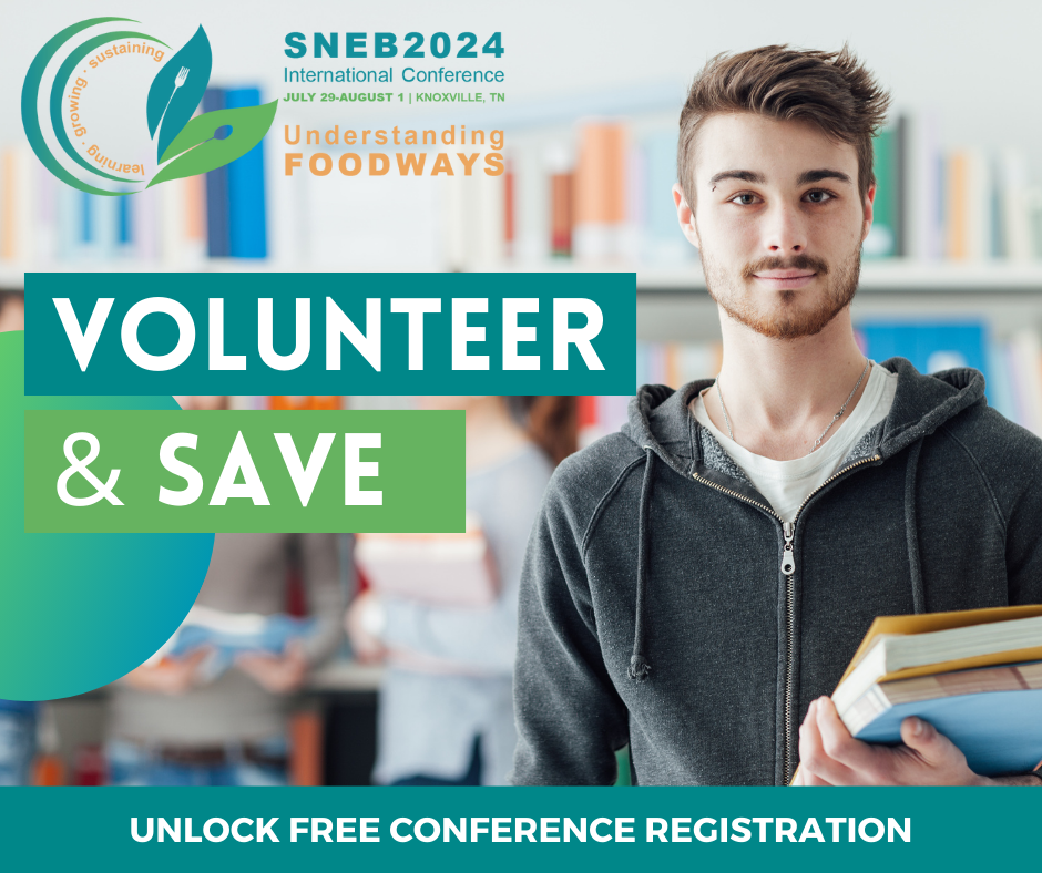ADULT STUDENT HOLDING TEXTBOOKS WITH TEXT VOLUNTEER & SAVE UNLOCK FREE CONFERENCE REGISTRATION 